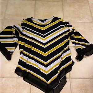 Black and chartreuse blouse